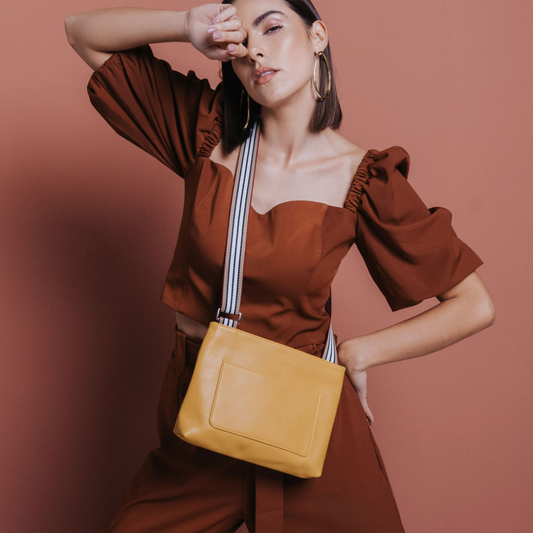 leather crossbody bag yellow