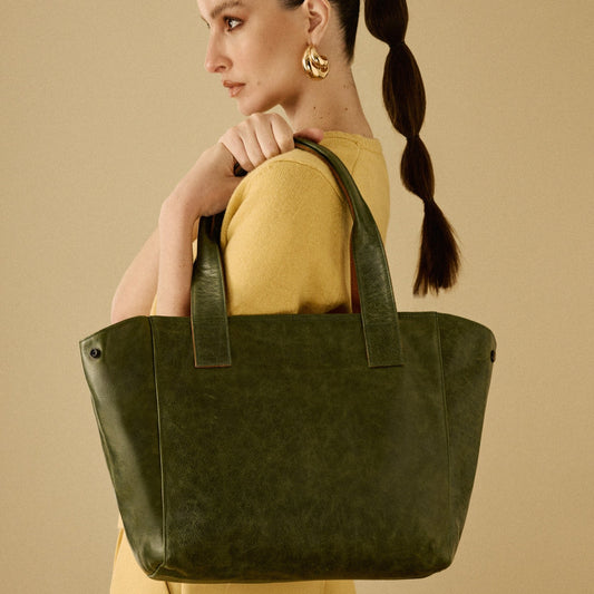 leather tote green carry it all